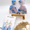 Made By Mabel Handmade Polymer Clay Earrings, Rose Quartz, Translucent Blue Arches