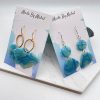 Made By Mabel, Handmade Polymer Clay Earrings, Translucent Blue Fans