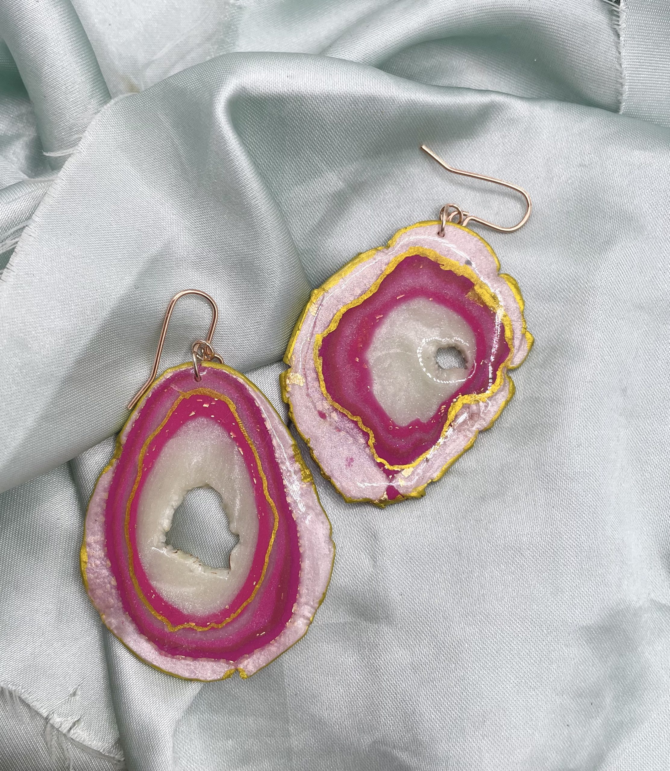 made by mabel geode earrings handmade polymer clay