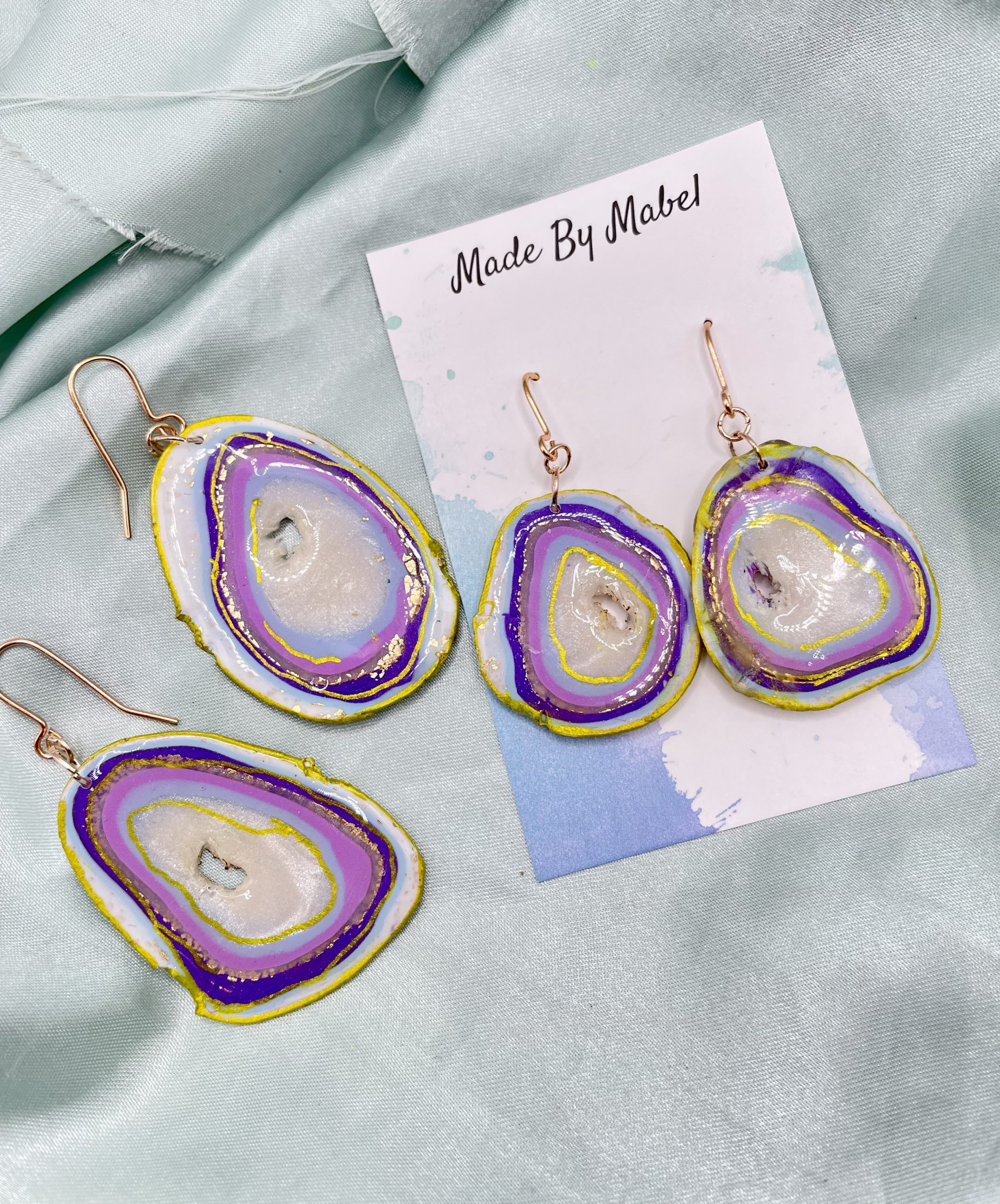 made by mabel geode earrings handmade polymer clay